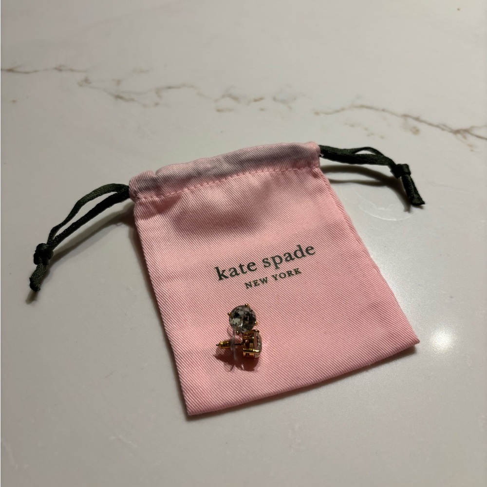 Kate Spade Large Cubic Zirconia studs, 1/4 inch, gold hardware